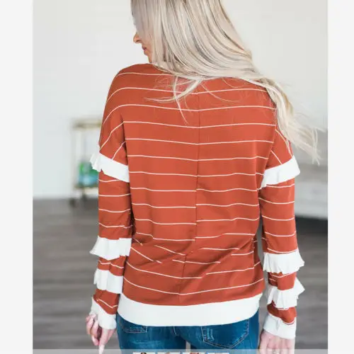US Womens Long Sleeve Striped Tops Ladies Jumper Hoodies Plus Size L-5XL US Womens Long Sleeve Striped Tops Ladies Jumper Hoodies Plus Size L-5XL