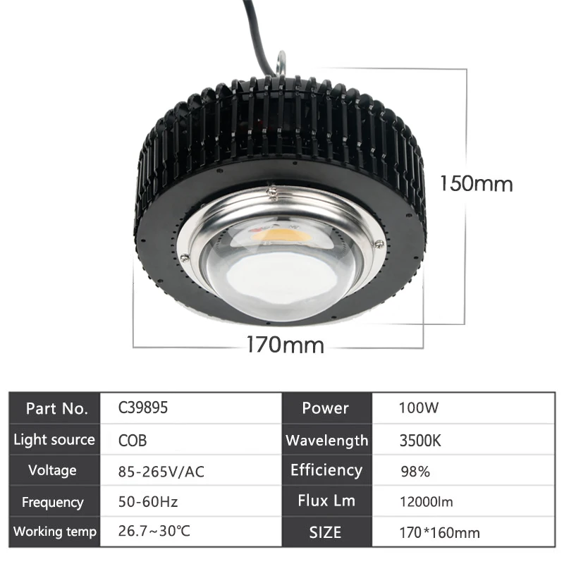 CXB3590 Led COB светильник для выращивания 100 Вт полный спектр лампа внутренний светильник s для выращивания растений саженцы цветов Фито лампа 3500K UV Fito