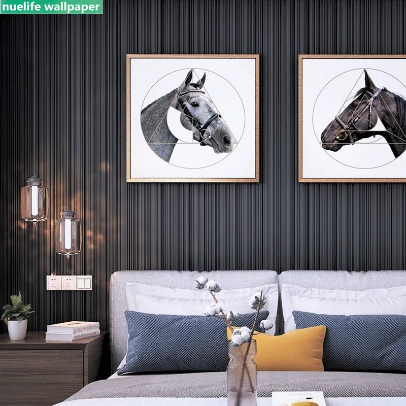 

black brown solid color vertical stripes pattern wallpaper living room clothing store barber shop bedroom background wallpaper