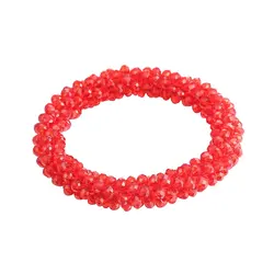 Bohemian Crystal Beaded Stretch Bracelet for Women - Vintage Boho Party Jewelry (Red)