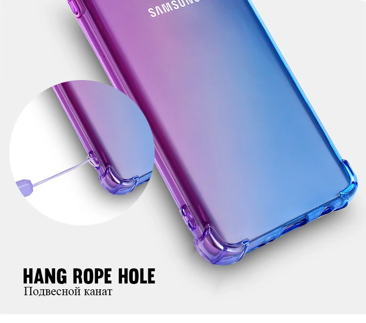 Градиент защитный силиконовый чехол для samsung Galaxy Note 10 9 8 S8 S9 S10 плюс S7 край A80 A70 A60 A50 A40 A30 A20 A10E корпус телефона