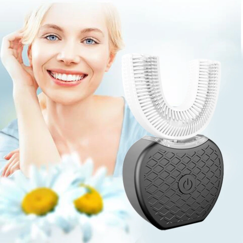 

360 Degrees Intelligent Automatic Sonic Electric Toothbrush U Type Tooth Brush USB Charging Tooth Teeth Whitening Blue Light