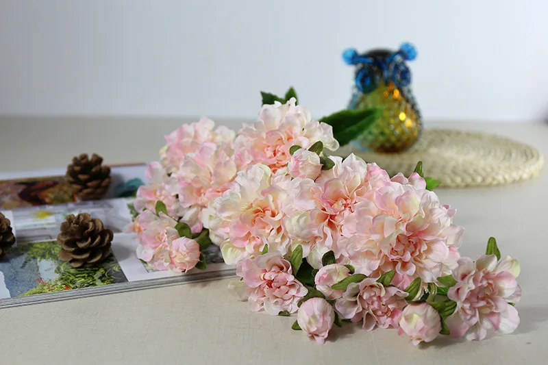 Flone 3 Heads Artificial Paeonia Flower Branch Simulation Silk Flowers Hydrangea Fake Flower Bouquet Home Party Decor Floral (11)