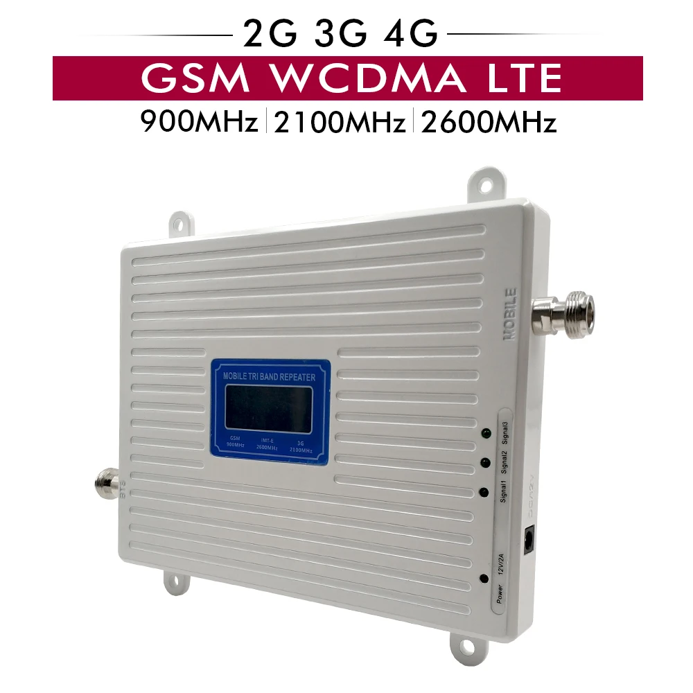 2G 3G 4G Tri Band Booster GSM 900 WCDMA 2100 LTE 2600 Cellular Amplifier Cell Phone Signal