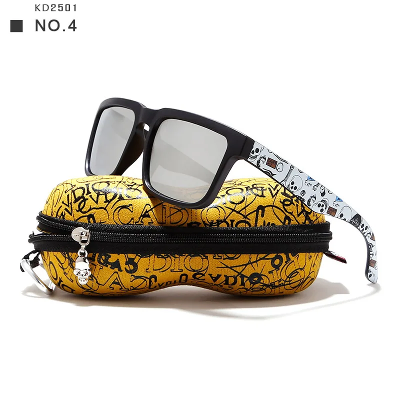 KDEAM привлекательные поляризованные солнцезащитные очки для мужчин, матовая черная оправа. Красивые солнцезащитные очки с рисунком в виде дужек чехол - Цвет линз: C4