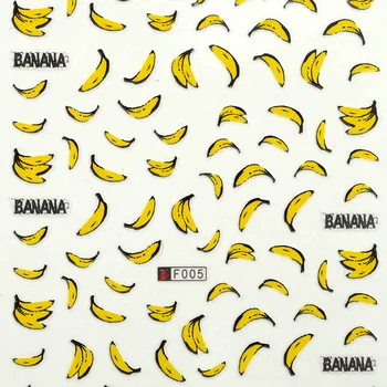

2 Sheets 3D Cute Yellow Banana Nail Art Water Transfer Stickers Decorations Tips F005#