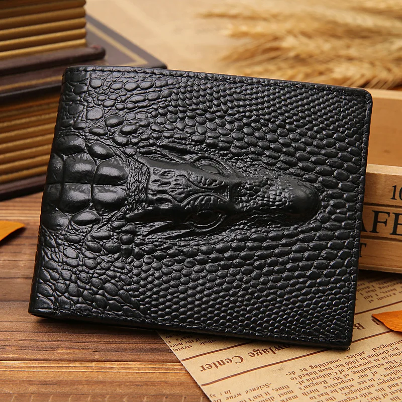 

Hot Fashion New Men ID Credit Card Holder Wallet Bi-fold flip Purse Clutch Pockets Crocodile pattern Birthday Gift
