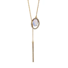 

Cubic Zirconia White Opal Geometric Pendant Necklace Female Delicate Korean Necklace Jewelry Handmade