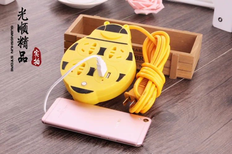 2017 Plug Power Extension socket 2 Meter Electrical Outlet Adapter for iphone 5s se 6 Strip USB with Pure Cooper | Электроника