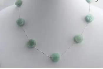 

free shipping stunning big 14mm flower green necklace silver chain