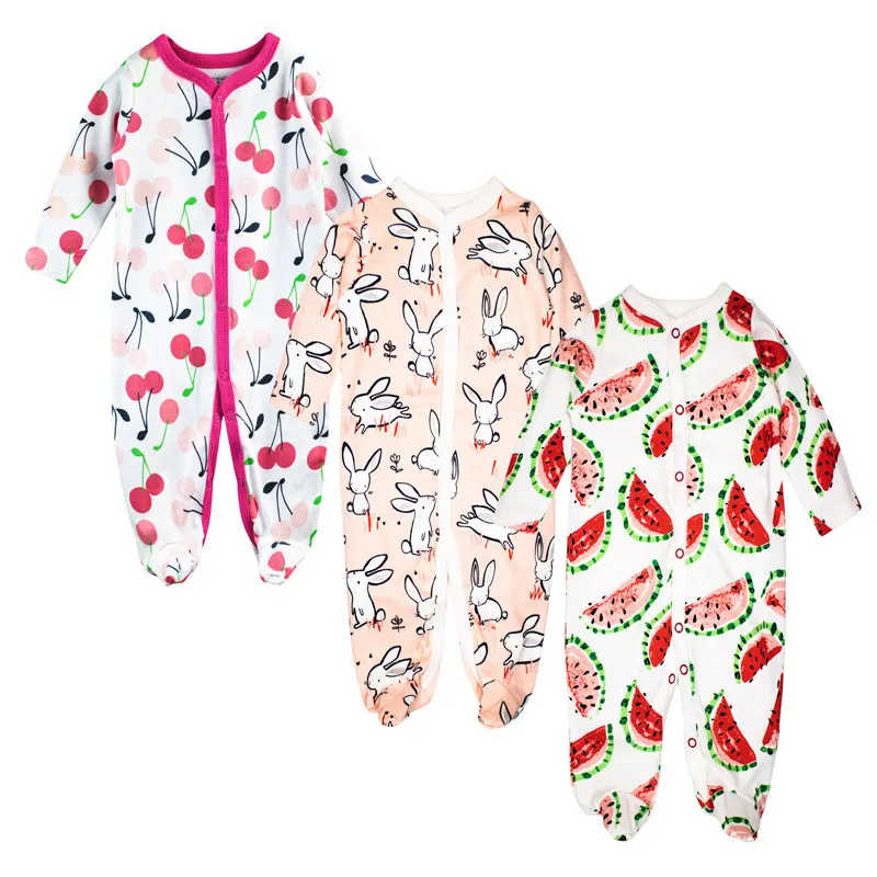 3 шт./партия; Детский комбинезон с длинными рукавами из хлопка; удобные детские пижамы; Одежда для новорожденных мальчиков и девочек с принтом героев мультфильмов - Цвет: PaFu-R3pcs
