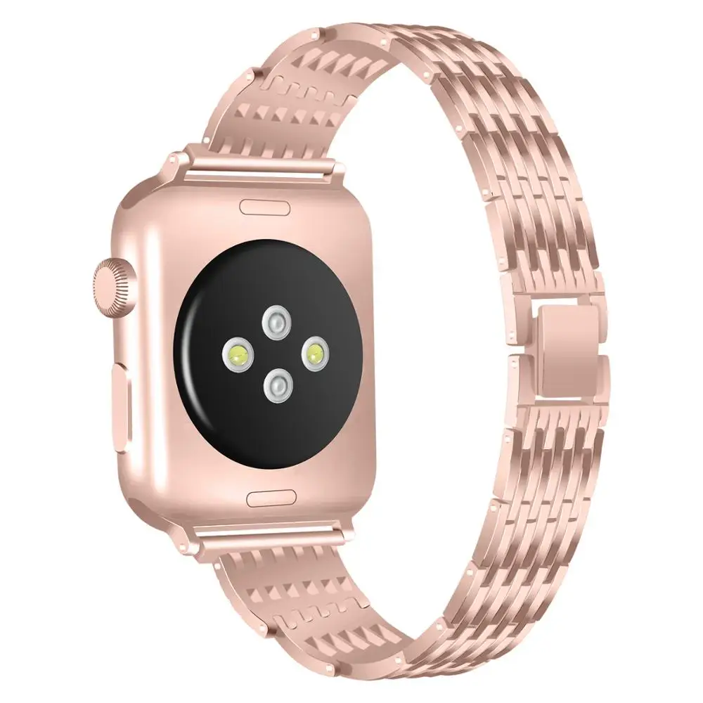 Шикарный ремешок для часов из нержавеющей стали Apple watch 38 мм 42 40 44 iWatch Series 4 3 2 1