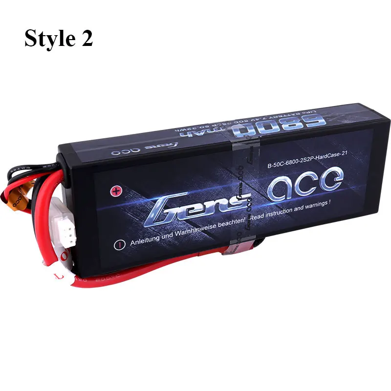 Gens ace Lipo аккумулятор 2S 6500mAh 6800mAh Lipo 7,4 V аккумулятор 50C 1/10 1/8 для Traxxas Slash 4x4 RC Car Deans Plug - Цвет: 6800mAh Style 2