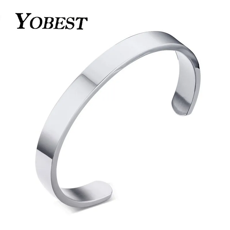

Yobest 8mm Width Surface Bracelet Bangle Stainless Steel Bracelet Women and Men Silver/Gold/Black/Rose Gold 4 Color Jewelry