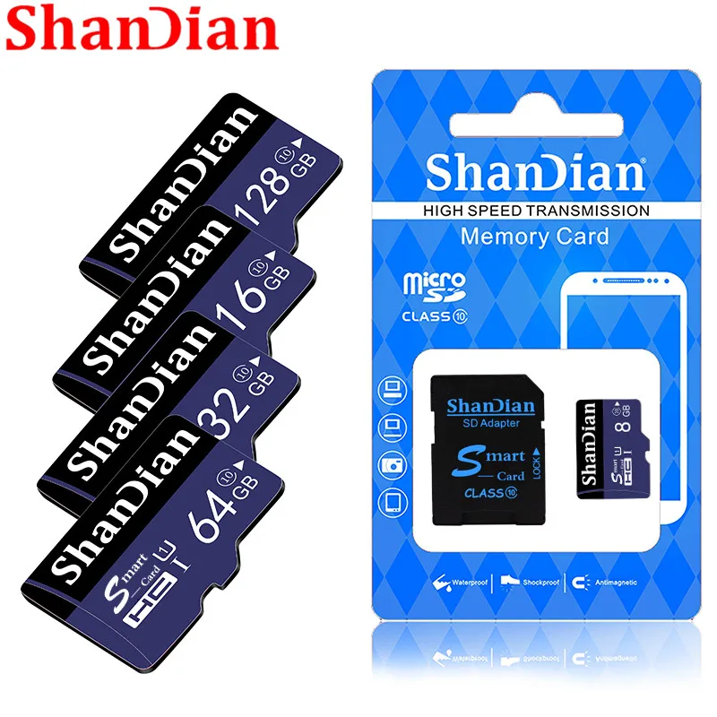 ShanDian новая карта micro sd 32 Гб 64 Гб 128 ГБ TF карта 16 ГБ 8 ГБ карта памяти TF внешний диск для камера смартфона