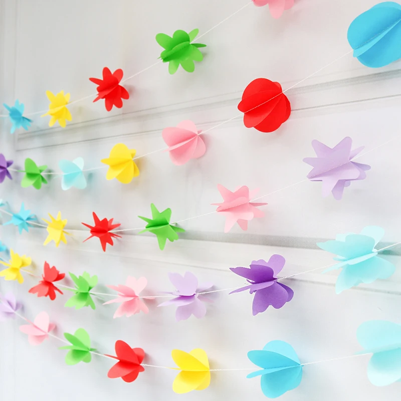 2 м цветная бумага pull flower Дети День рождения Свадьба для украшения детского душа вечерние принадлежности Бумага баннер, домашнее украшение