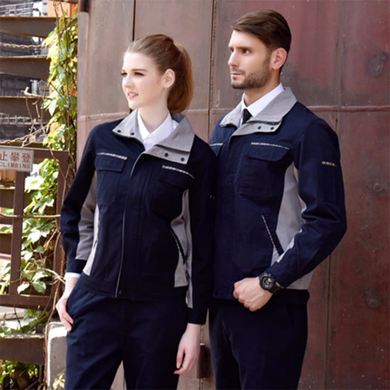 Men Women Work Clothing Set Long-sleeve Jacket and Plants Work Overalls Working Uniforms For Factory Welding Machine Repair