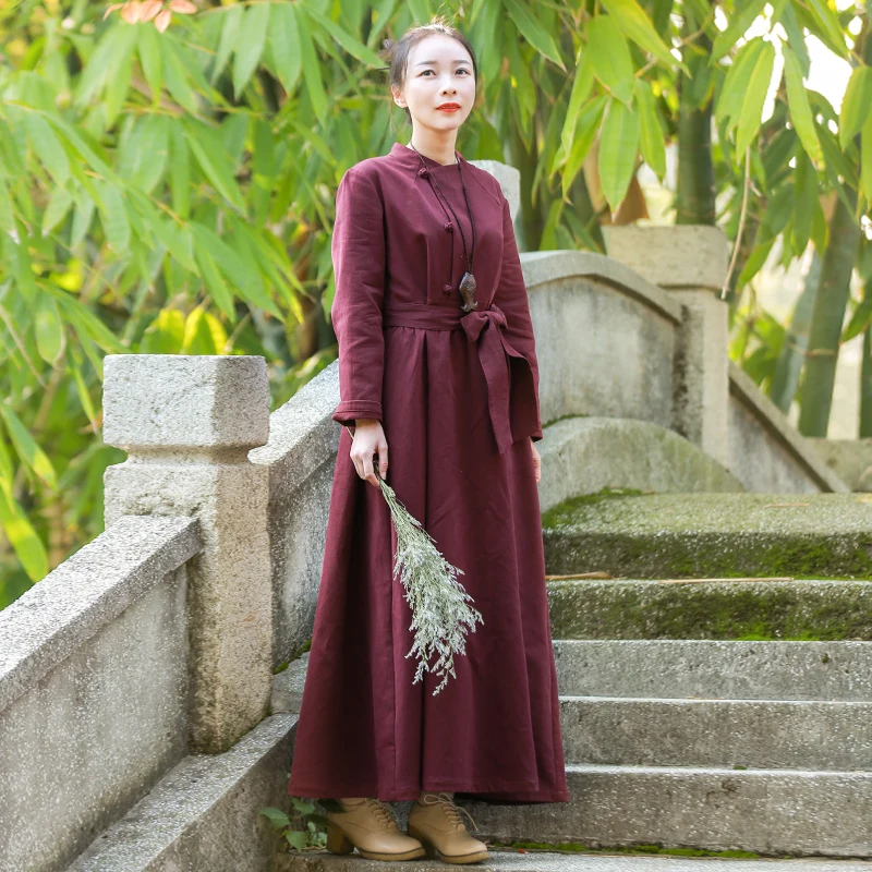 LZJN Women 2019 New Spring Autumn Dress Bow Tie Elegant Long Sleeve Cotton Vintage Maxi Dresses Chic Robe Casual Vestidos Mujer (16)