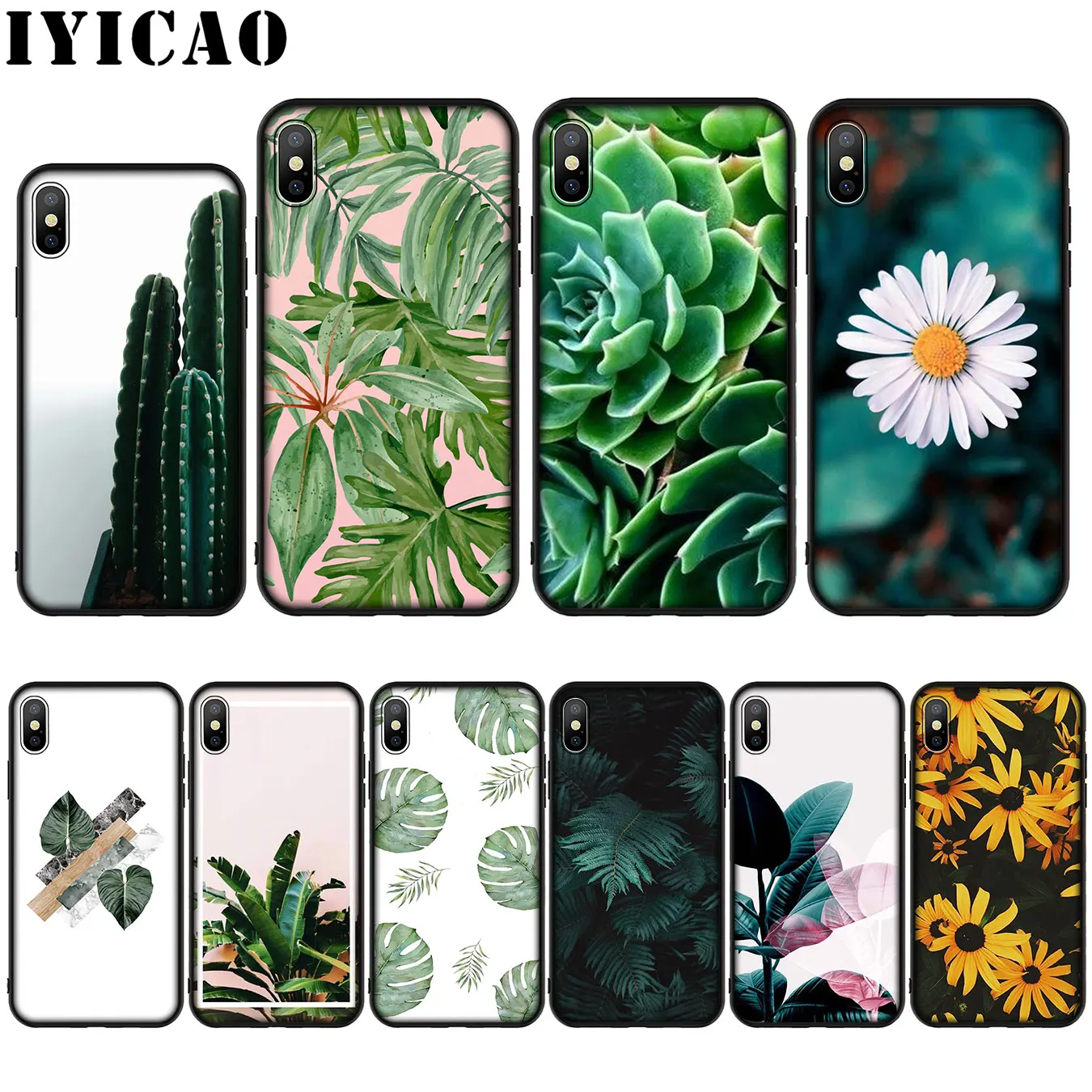 Силиконовый мягкий чехол IYICAO Leaf banana leaf Flower для iPhone XR X XS Max 8 7 6 S Plus 5 5S SE |