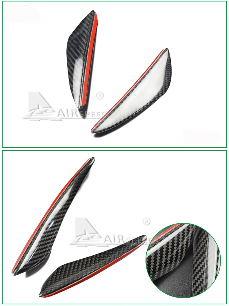Airspeed for BMW E46 E39 E60 E90 F30 E36 F10 X5 F80 Carbon Fiber Front Bumper Blade Air Spoiler Mouldings Decoration Side Fender (3)