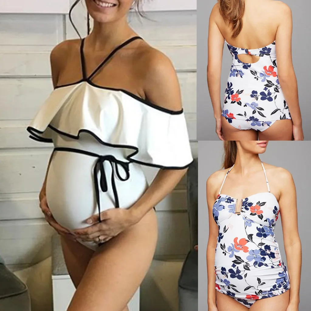 Купальник для беременных, танкини, Женский цветочный принт, бикини, купальник, пляжная одежда, пляжный купальник, летняя одежда для беременных мам#517