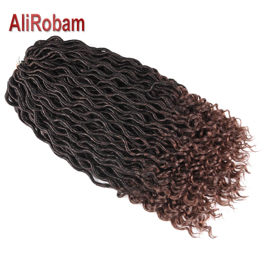 

AliRobam Soft Faux Locs Curly Crochet Braids Synthetic Hair Extensions Crochet Hair Ombre Braid Goddess Hairstyle 18inch 24roots