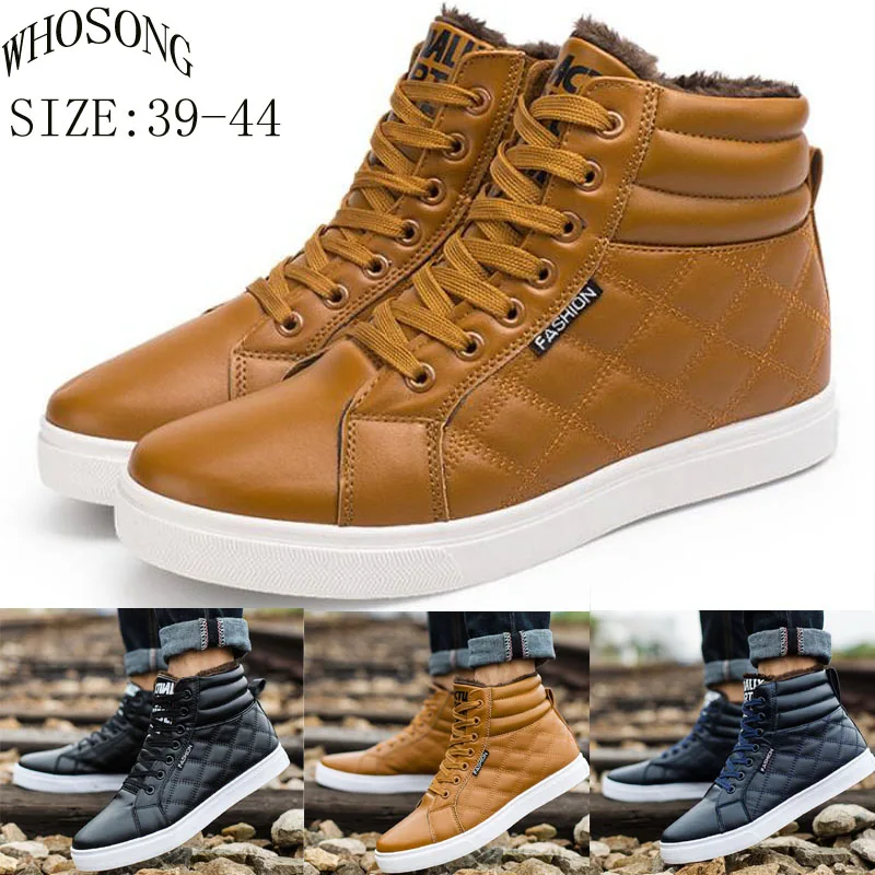 boots warm men snow boots winter Lace-up men shoes 2019 new arrival fashion flock plush winter boots men size 39-44