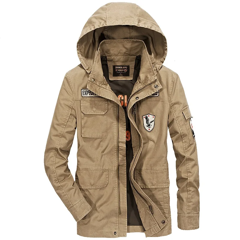 Autumn Military Jacket Men Hooded Detachable Coat Men Many Pockets