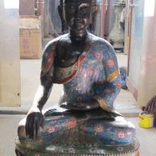 Bi001687 3" Тибетский буддийский храм Бронзовый Перегородчатой Амитабха Будда Шакьямуни Статуя