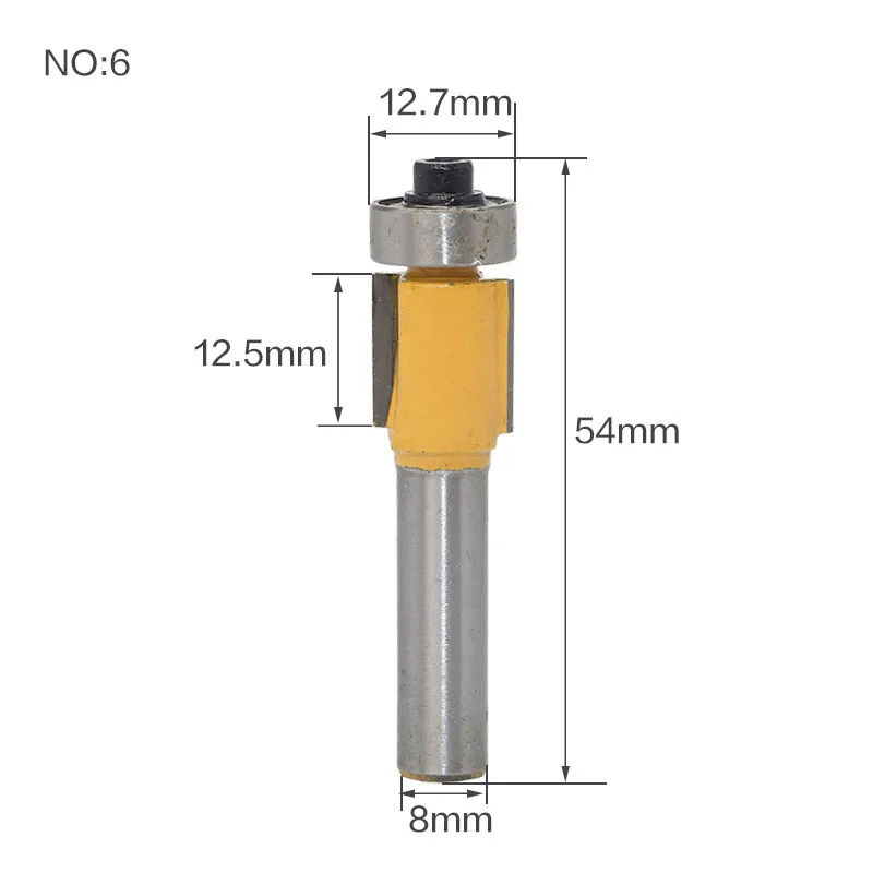 1 шт. 8 мм хвостовик древесины маршрутизатор бит прямой Концевая фреза триммер очистка заподлицо отделка угловая круглая бухта коробка биты инструменты фреза