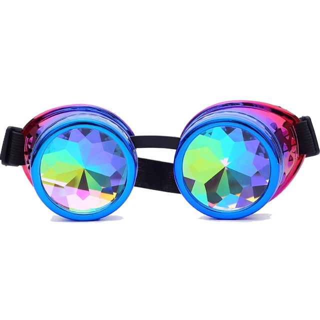 Steampunk Goggles Kaleidoscope Rainbow Crystal Lenses Cosplay Vintage Glasses Welding Men Women Gothic Cool Eyewear 3