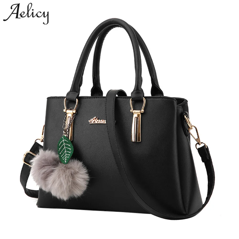 

Aelicy Luxury PU Leather Fake Designer Handbag With Hairball New Top Hot Sell Fashion Handbag Bag Women Crossbody Bags For Women