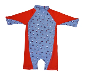 

Bonverano(TM) Little Kids' Swimwear Sunsuit UPF 50+ Sun Protection S/S Zipper Orange One Piece Swimsuit Rashguard