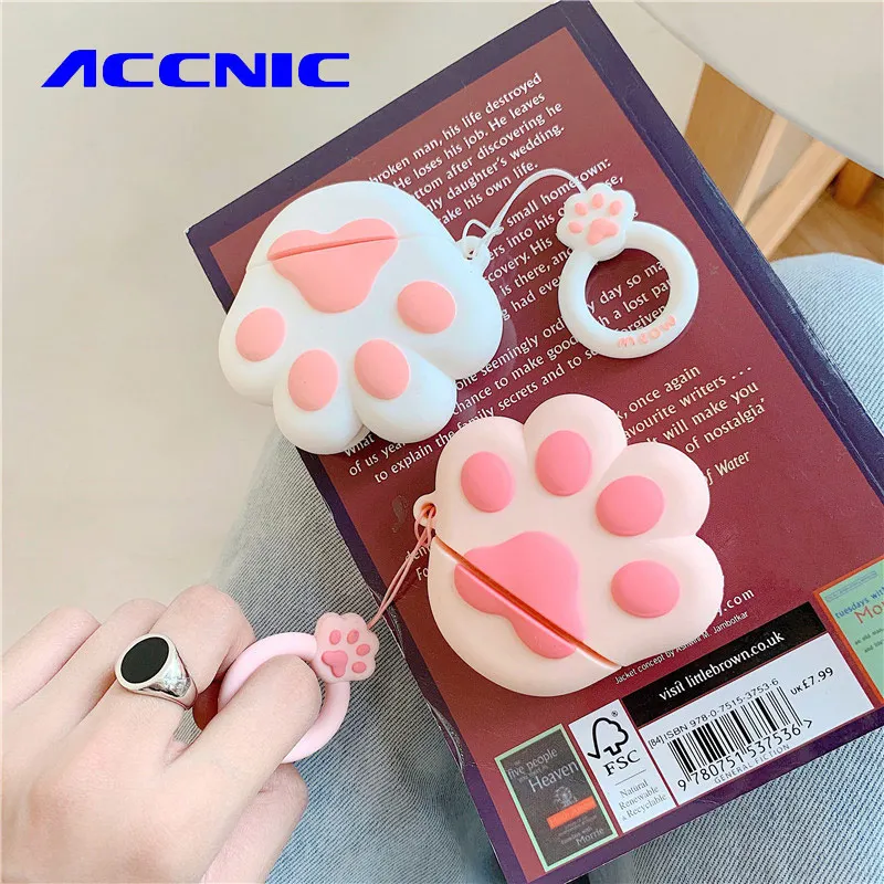 

ACCNIC Cute 3D Cat Paw Silicon Earphone Cover Case for Airpods 1& 2 with charging port for New Air Pod Earpods Accessories