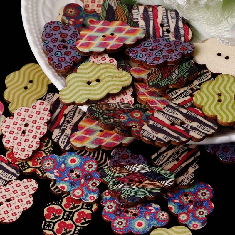 

50Pcs Cloud Wooden Buttons 2 Holes Sewing Scrapbooking DIY