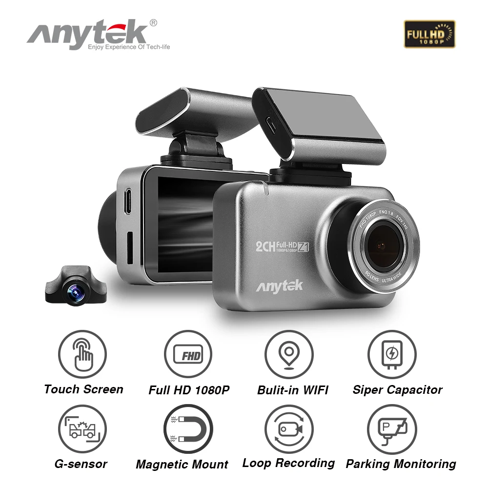 

Anytek Z1 Car Camera DVR DVRS 1080P FHD Dash Cam Touch Screen Wifi Driving Recorder With Rear View Camera