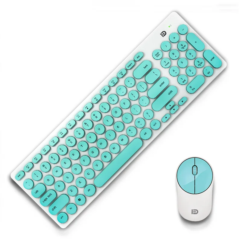 

Wireless Power Saving Keyboard Mouse Set I6630 1.5V 11mA Quiet Keystroke Round Keycap Home Office Chocolate Keyboard with Mice