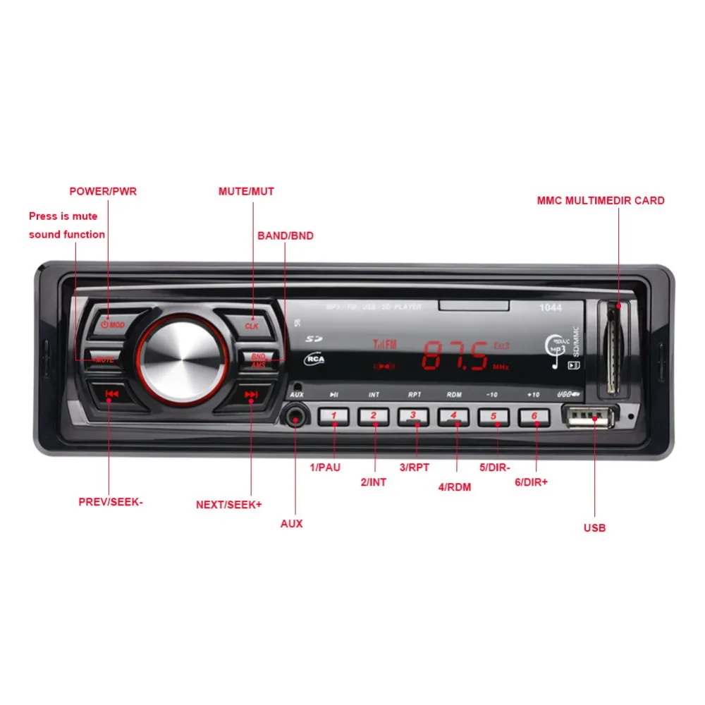 Pemain MMC FM 2sykes Din Control USB 1din Aux Penopang Musik 3.5 USD Player MP3 States Remote United VODOOL Stereo Audio Mobil 1 Dollar kartu Radio Kelebihan SD Auto Berbelanja 12V Mm 2 Pemain MMC FM 2sykes 2