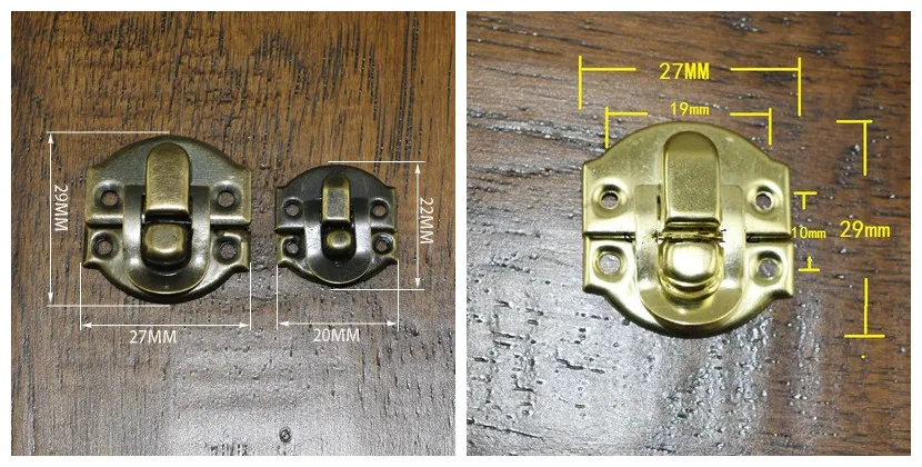 10 шт./упак. Ретро ювелирные изделия деревянный ящик hasp замок античная бронза железа застежка Крюк с защелкой замок Малый дужка мебельная фурнитура