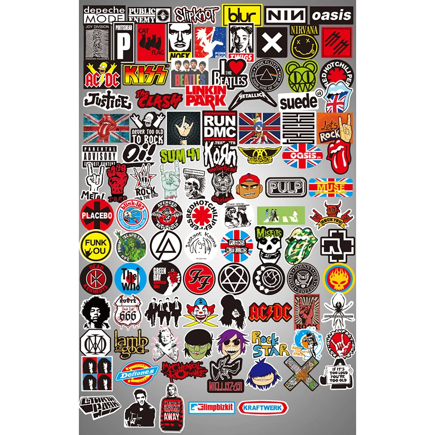 

100 PCS Rock Style Sticker Graffiti Cool Funny JDM Stickers for DIY Sticker on Suitcase Luggage Laptop Bicycle Skateboard Car