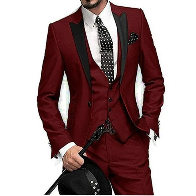maroon colour three piece suit