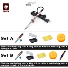 LIJIAN бренд 220 в 35 Вт Электрический паяльник ручной сварочный ремонтный Инструмент Регулируемая температура ЕС вилка паяльный наконечник набор на присосках