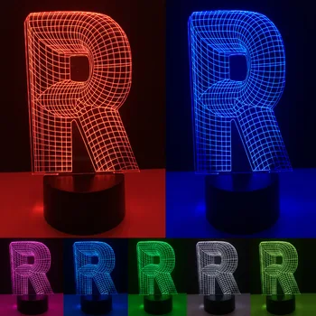 

Novelty 3D Optical Alphabet Letter R RGB Colorful Gradient Desk Table Night Light USB Touch Bar Home Decor Child Baby Xmas Gifts