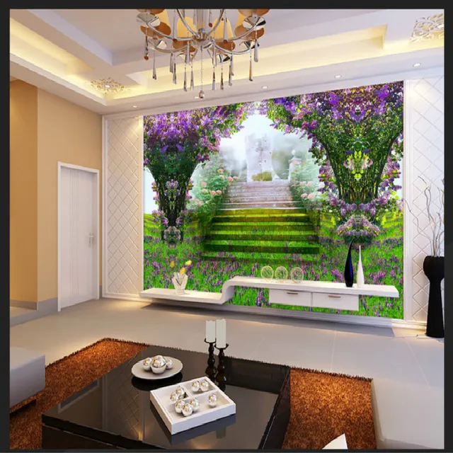 Unreal grüne gras blumen design große mural tapete wohnzimmer ... Unreal grüne gras blumen design große mural tapete wohnzimmer ...