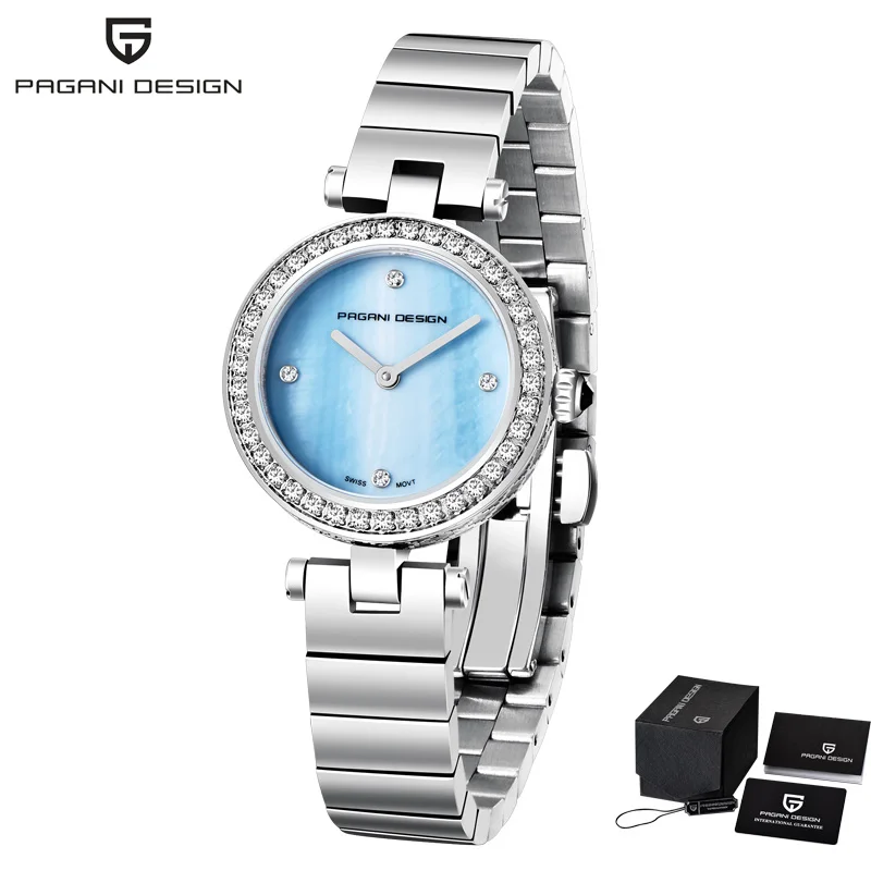 PAGANI женские часы розовое золото Топ бренд класса люкс Женские Кварцевые водонепроницаемые женские наручные часы Reloj Mujer - Цвет: Silver blue