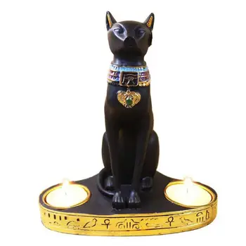 

Egyptian Cat Ornament Candlestick European Style Innovative Resin Cat God Best Living Room Study Office Decoration Home Decor