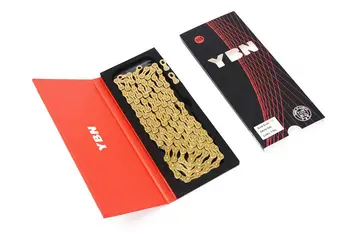YBN Ultralight 10 11 Speeds Bicycle Chain SLR Gold Semi Hollow MTB Road Bike Chain For Shimano/SRAM/Campanolo 116links ybn bicycle titanium ultralight chains mtb mountain road bike 11 speed bicycle chain 116 links for shimano campanolo sram system