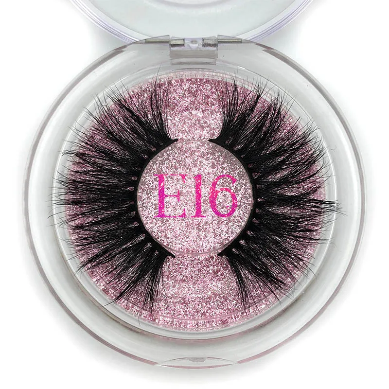 E16 Round case Mikiwi 25 мм норковые ресницы накладные ресницы E07 толстые полосы 25 мм 3D норковые ресницы крест макияж Драматические Длинные 25 мм норковые ресницы - Цвет: E16 Round case