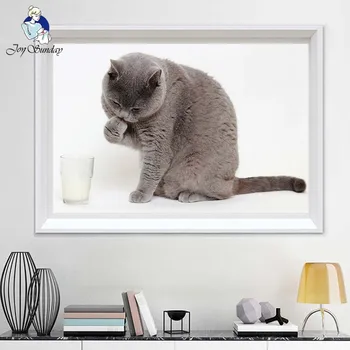 

JOY SUNDAY A cute fat cat cross stitch kit DMC needlework embroidery cross stitch set DIY handmade cloth 14CT and 11CT 8