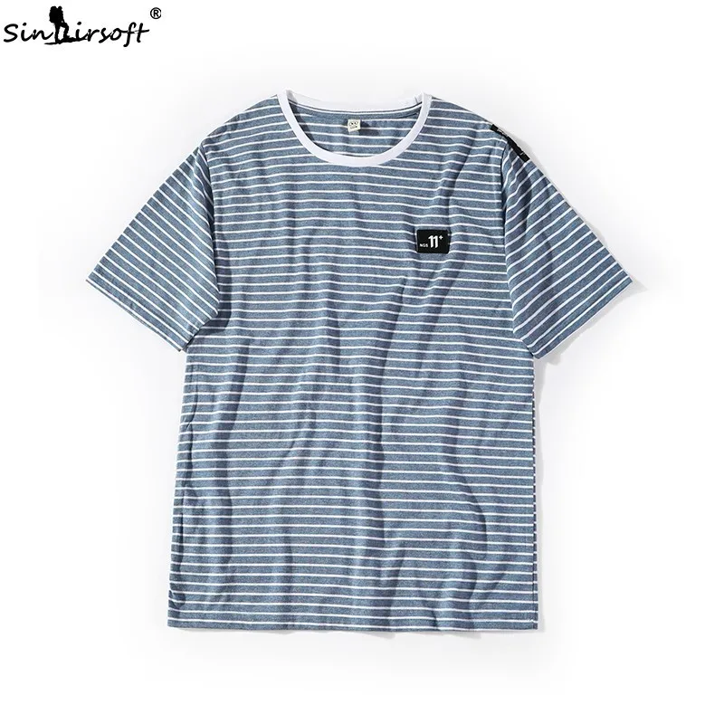 

Summer Fashion Men's T Shirt Casual Cotton Short-sleeved Loose Large Size Striped Short-sleeved New Hot T-shirt Men's Clothing